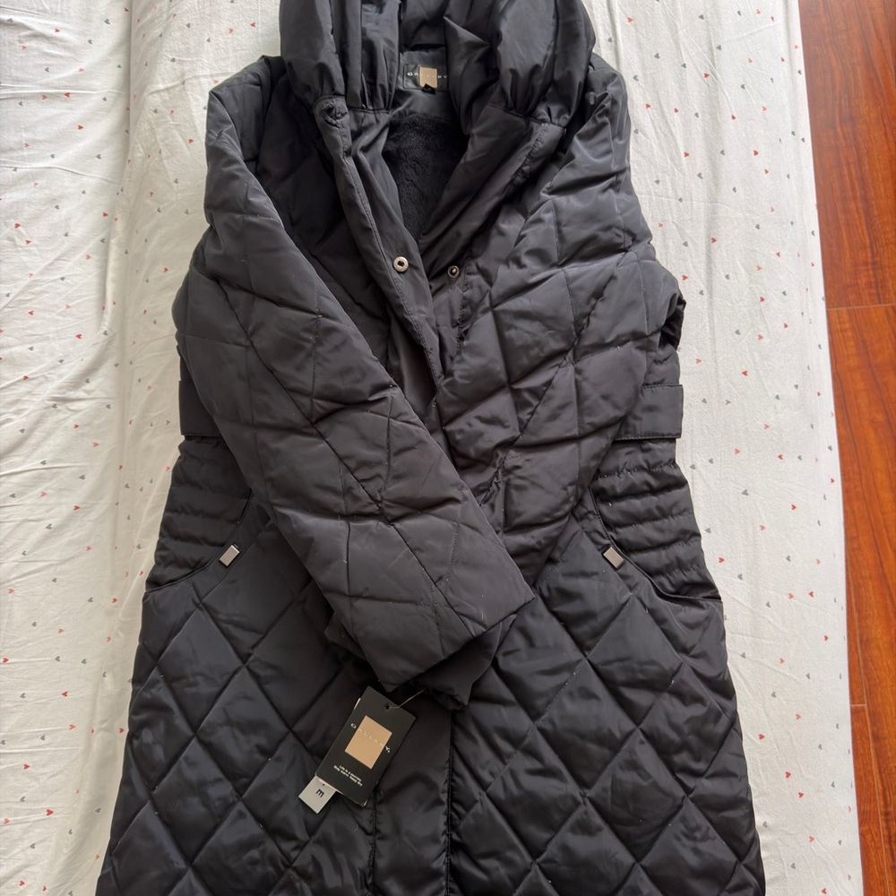 NWT Gallery Women's Black Hooded Puffer Coat